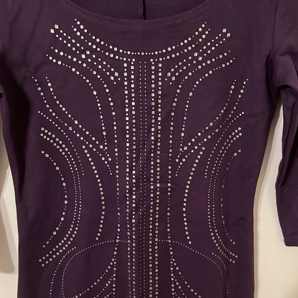 Olsenboye Purple silver pattern body-con mini dress, medium - Picture 2 of 6